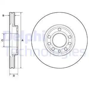 Тормозной диск DELPHI BG3713C вентилируемый , передняя ось