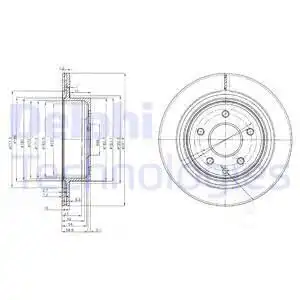Тормозной диск DELPHI BG3765C вентилируемый , задняя ось