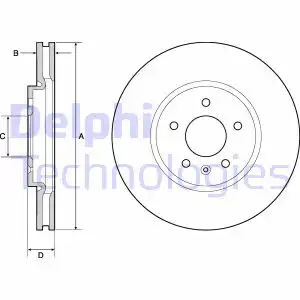 Тормозной диск DELPHI BG4672C вентилируемый , передняя ось