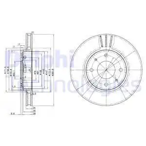 Тормозной диск DELPHI BG3501C вентилируемый , передняя ось