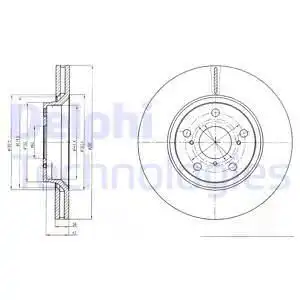 Тормозной диск DELPHI BG4236C вентилируемый , передняя ось