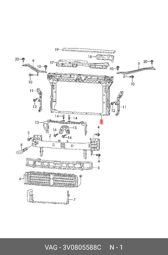 ПАНЕЛЬ ПЕРЕДНЯЯ КУЗОВА 3V0805588C VAG