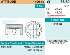 Поршень двигателя 1 шт G4EE 51128STD TEIKIN