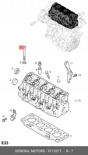 Болт м10/SCREW 9112071 CHEVROLET