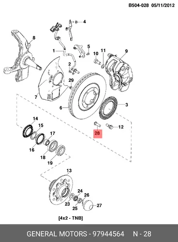  БОЛТ М12/BOLTSCREWFRT WHL 97944564 GM