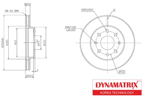 Тормозной диск DYNAMAX DBD1279 вентилируемый , передняя ось