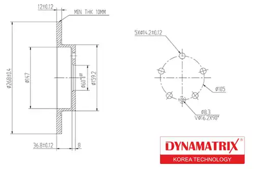Тормозной диск DYNAMAX DBD1872 полный , задняя ось