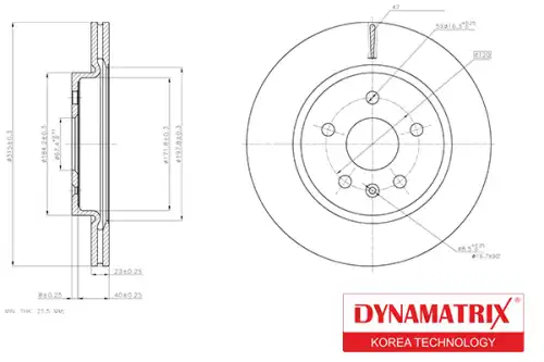 Тормозной диск DYNAMAX DBD1805C вентилируемый , задняя ось