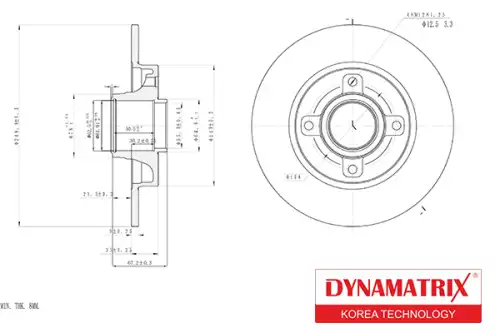 Тормозной диск DYNAMAX DBD1564 полный , задняя ось