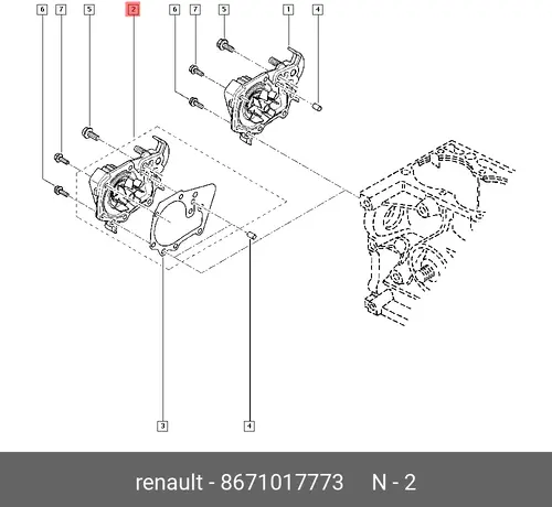 Насос системы охлаждения (помпа) RENAULT 8671017773