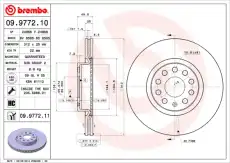 Тормозной диск BREMBO 09.9772.10 вентилируемый , передняя ось