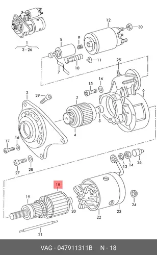 Ротор стартера 047911311B VAG