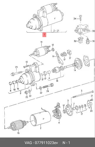 Стартер VAG 077911023EV
