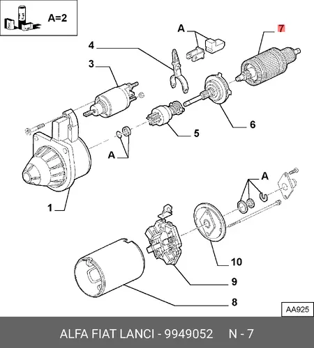 Ротор стартера 9949052 LANCIA