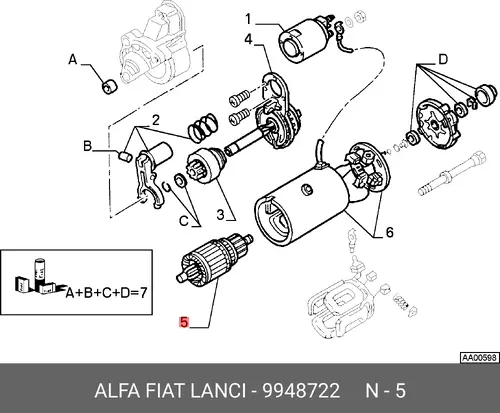 Ротор стартера 9948722 LANCIA