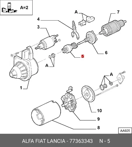Бендикс стартера 77363343 LANCIA