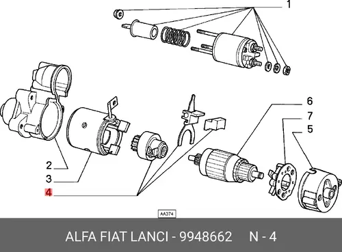 Бендикс стартера 9948662 LANCIA