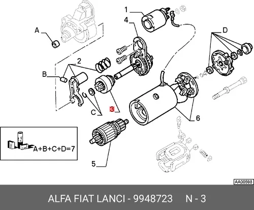 Бендикс стартера 9948723 LANCIA