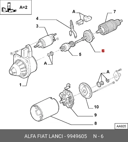 Редуктор стартера 9949605 LANCIA