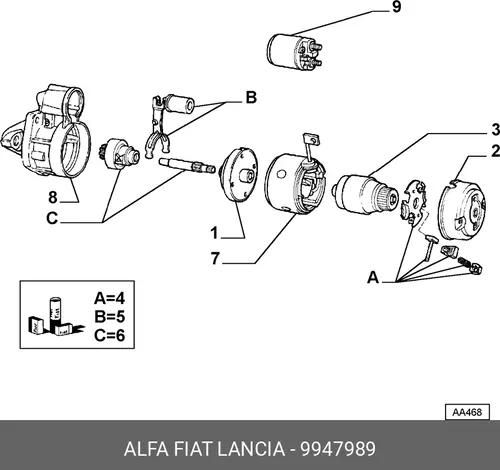 Щёткодержатель стартера 9947989 LANCIA