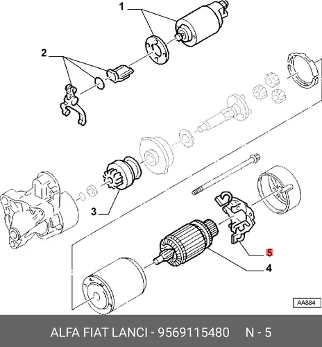 Щеткодержатель стартера 9569115480 LANCIA