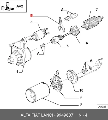Вилка стартера 9949607 LANCIA