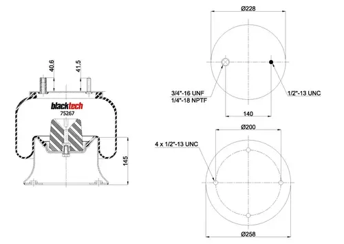 Пневмоподушка BLACKTECH RML75267C4