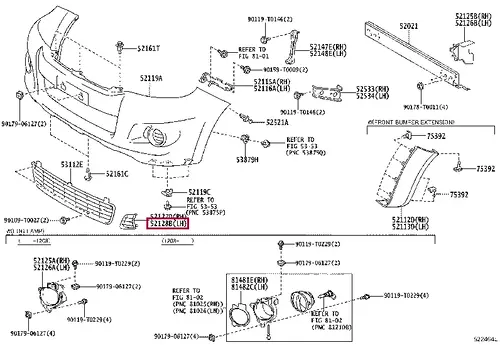 Решетка бампера TOYOTA / LEXUS 521280K030