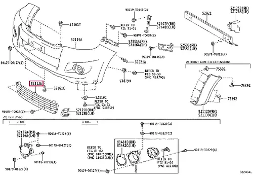 Решетка бампера TOYOTA / LEXUS 531120K050