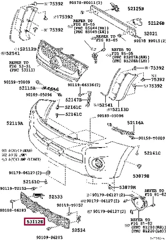 Решетка бампера TOYOTA / LEXUS 531120K010