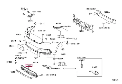 Решетка бампера TOYOTA / LEXUS 5311248050