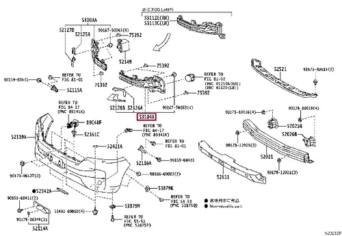 Решетка бампера TOYOTA / LEXUS 5310460020