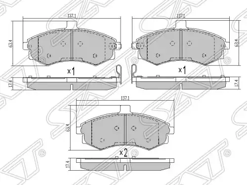 Тормозные колодки дисковые SAT ST-58101-17A10