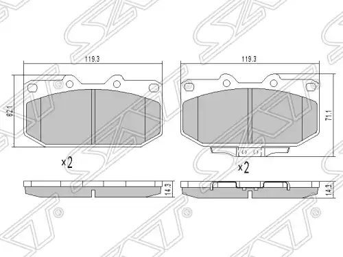 Тормозные колодки дисковые SAT ST-26296-FE090