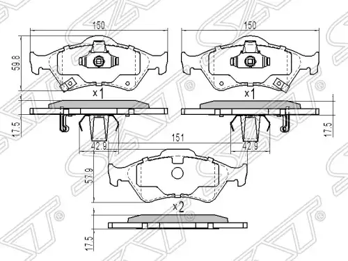 Тормозные колодки дисковые SAT ST-04465-0D050