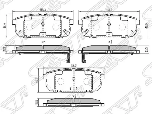 Тормозные колодки дисковые SAT ST-58302-3ED01