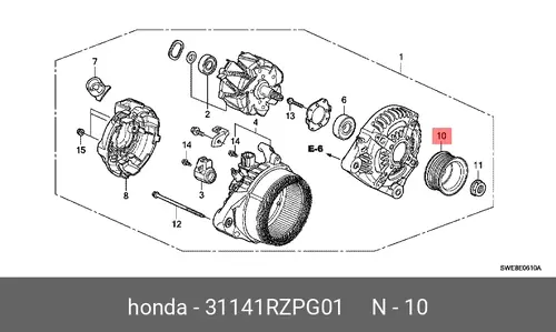 Шкив генератора 31141RZPG01 HONDA