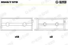 вкладыши коренные к-кт! STD (7)\ BMW E30/E34-E46 2.0-2.8 M20/M50-M54 81> H948/7 STD GLYCO