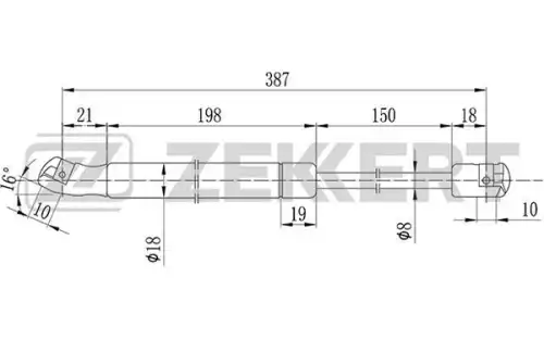 Амортизатор (упор) багажника ZEKKERT GF1798