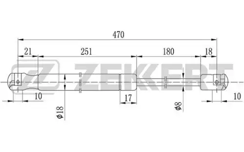Амортизатор (упор) багажника ZEKKERT GF1432