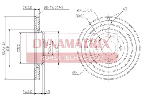 Тормозной диск DYNAMAX DBD762 вентилируемый , передняя ось