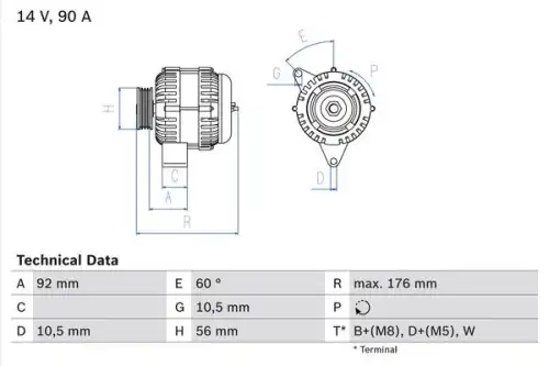 Генератор BOSCH 0 986 038 170
