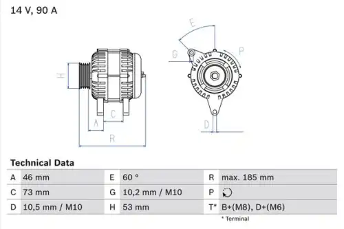 Генератор BOSCH 0 986 040 380