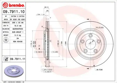 Тормозной диск BREMBO 09.7911.10