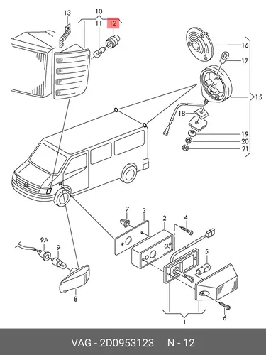 Патрон указателя поворота 2D0953123 VAG