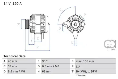 Генератор BOSCH 0 986 041 890