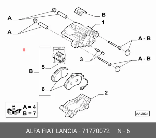 Тормозные колодки дисковые ALFA ROMEO 71770072
