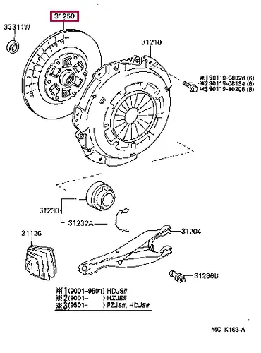 Диск сцепления TOYOTA / LEXUS 31250-60283