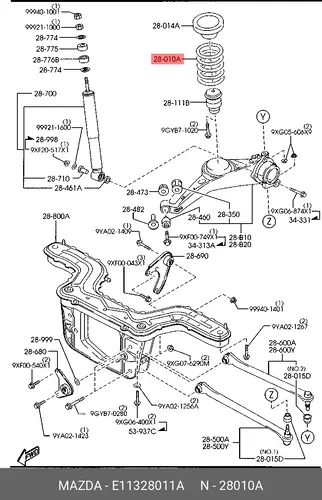 Пружина подвески E113-28-011A MAZDA