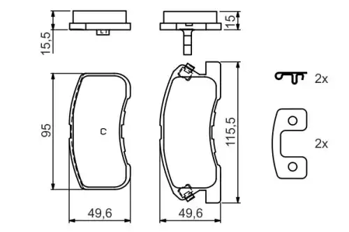 Тормозные колодки дисковые BOSCH 0 986 424 697